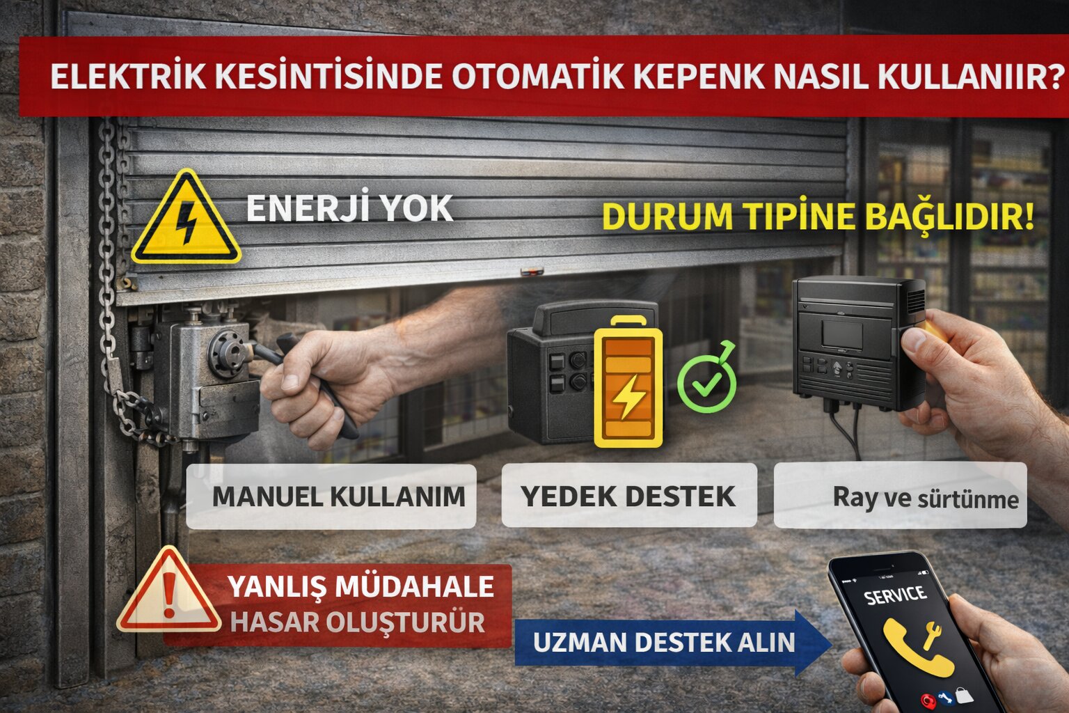Elektrik kesintisinde otomatik kepenk nasıl kullanılır? Elektrik kesintisinde otomatik kepenk nasıl kullanılır?